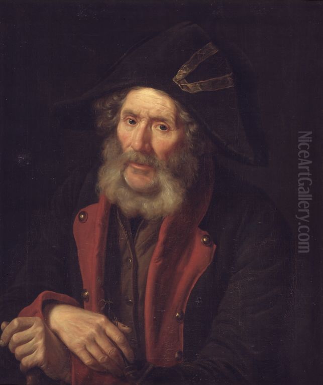 En gammel invalid. Portraet af en soldat Oil Painting by Emil Baerentzen