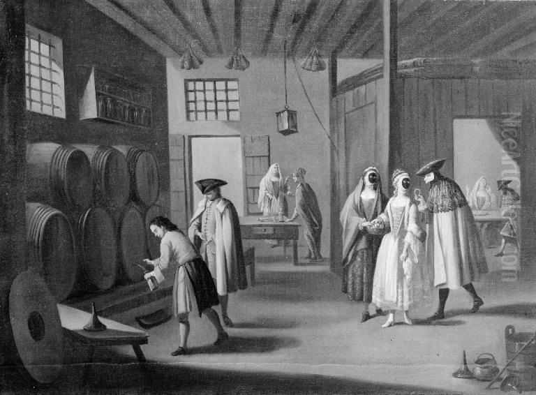 Carnival Scene Oil Painting by Pietro Longhi