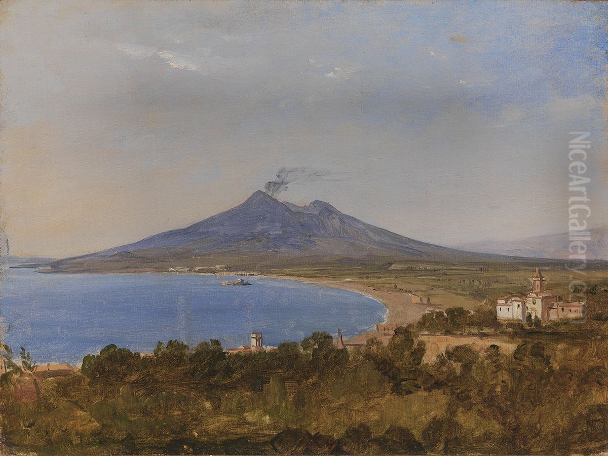 The Gulf of Naples with Vesuvius Oil Painting by Franz Ludwig Catel