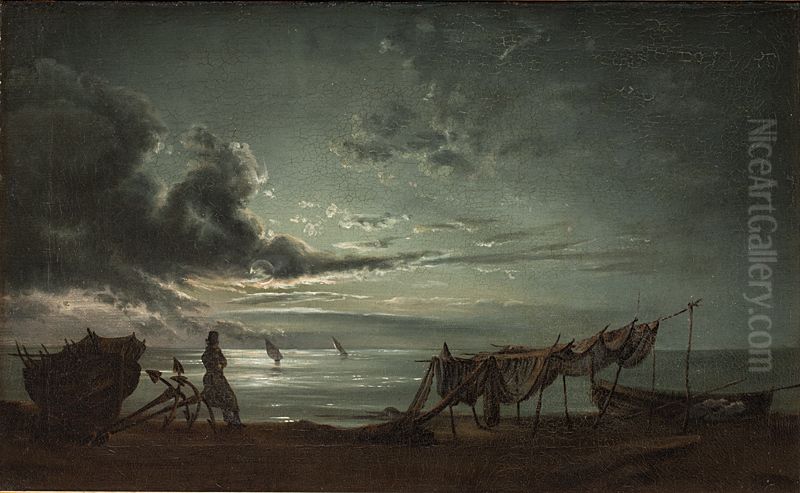 Ved den napolitanske golf. Maneskin Oil Painting by Johan Wilhelm Ludwig Dahl