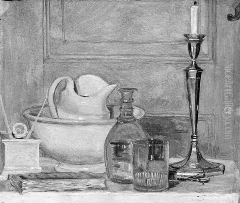 Still Life in White and Grey Oil Painting by Lorenz Frolich Still Life in White and Grey Oil Painting by Lorenz Frolich