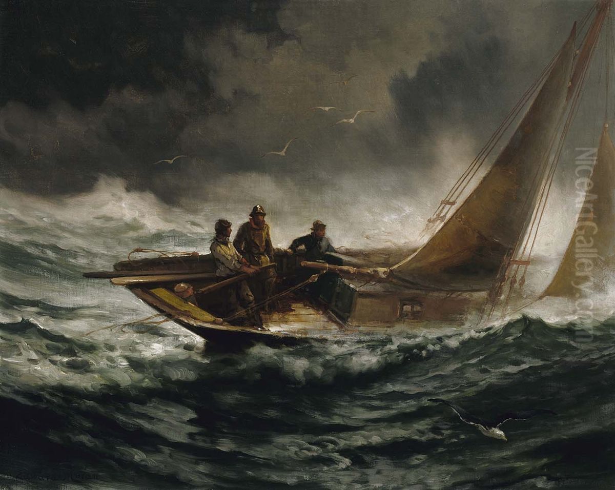Riding out a Gale Oil Painting by Edward Moran