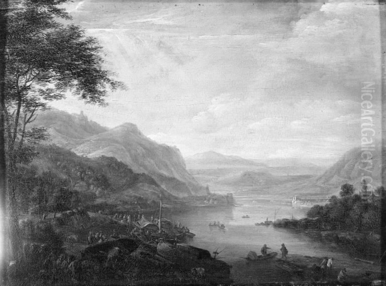 View of the Rhine Oil Painting by Herman Saftleven