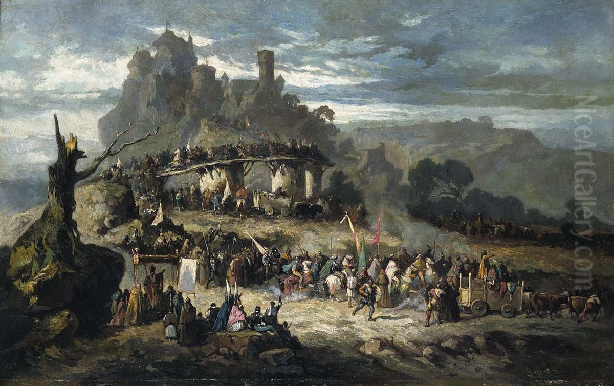The Departure of the Crusaders Oil Painting by Victor Nehlig