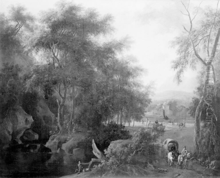 Skovlandskab Oil Painting by Isaac de Moucheron Skovlandskab Oil Painting by Isaac de Moucheron