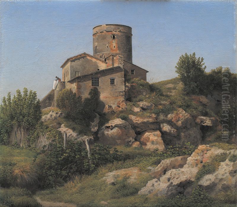 Turmbau in der romischen Campagna Oil Painting by Christoffer Wilhelm Eckersberg