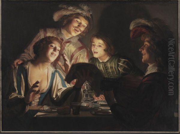 Musical Group by Candlelight Oil Painting by Gerard van Honthorst