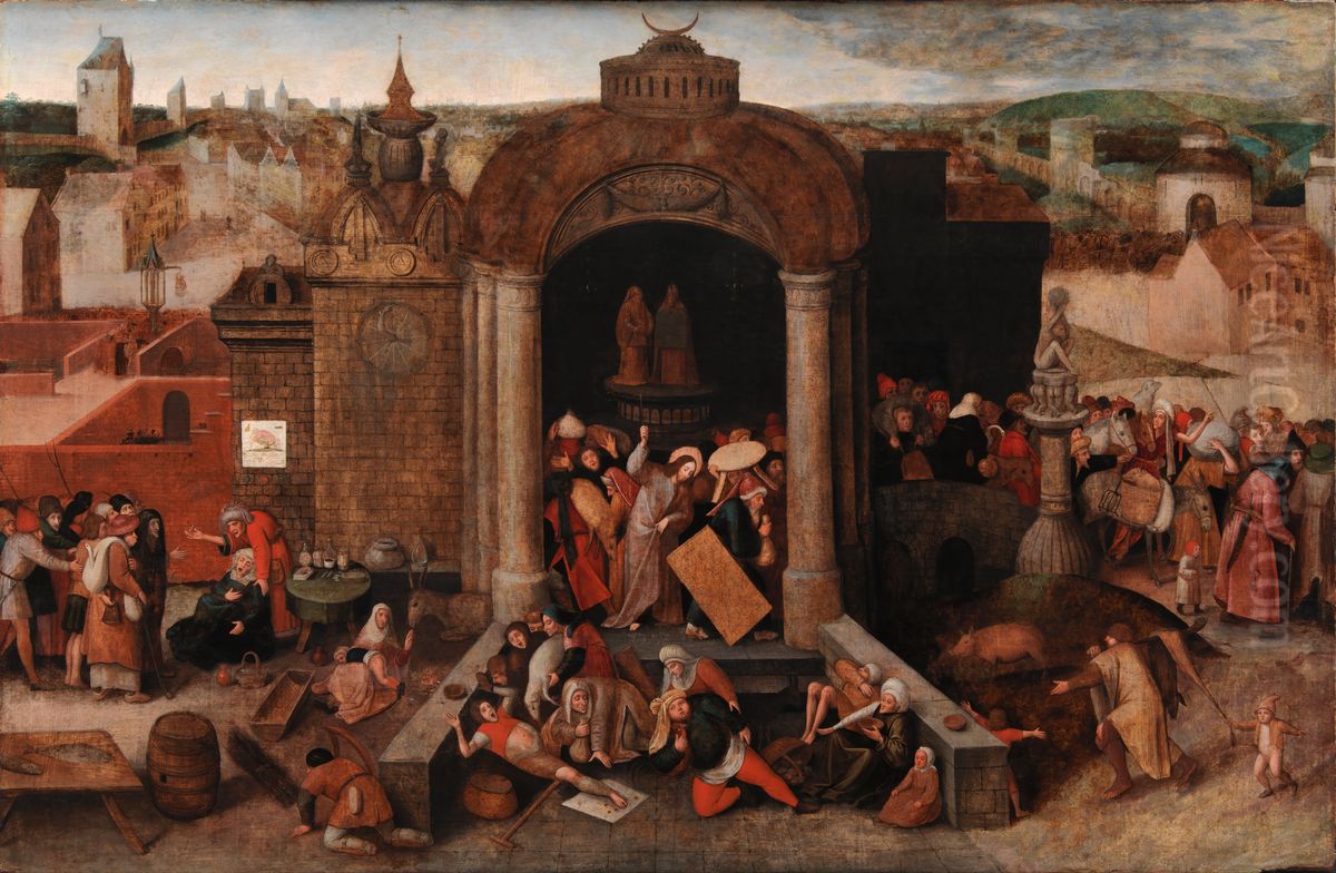 Christ Driving the Traders from the Temple Oil Painting by Pieter Brueghel the Elder