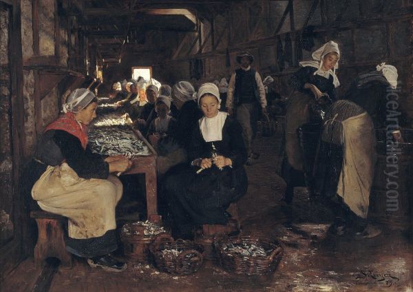 Et sardineri i Concarneau Oil Painting by Peder Severin Kroyer