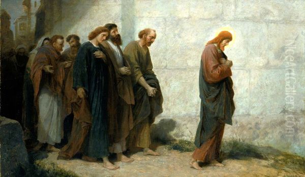 Going Down to Gethsemane Oil Painting by Johannes Adam Simon Oertel
