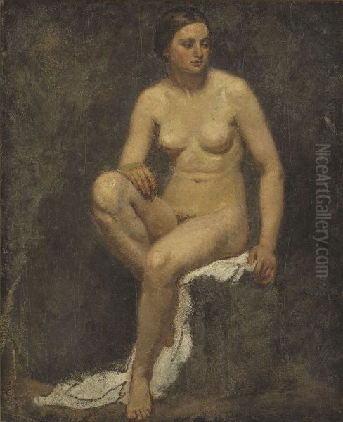 Female Nude in the Studio of Thomas Couture Oil Painting by Lorenz Frolich