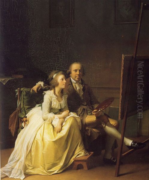 The Artist and his Wife Rosine, nee Dorschel Oil Painting by Jens Juel