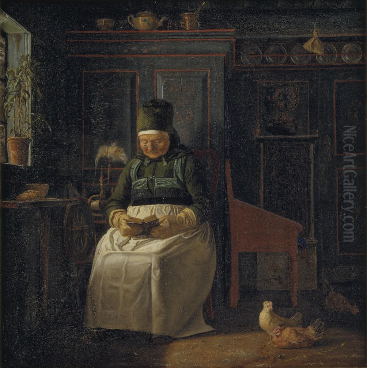 Christmas Morning in a Farmhouse Oil Painting by Christen Dalsgaard