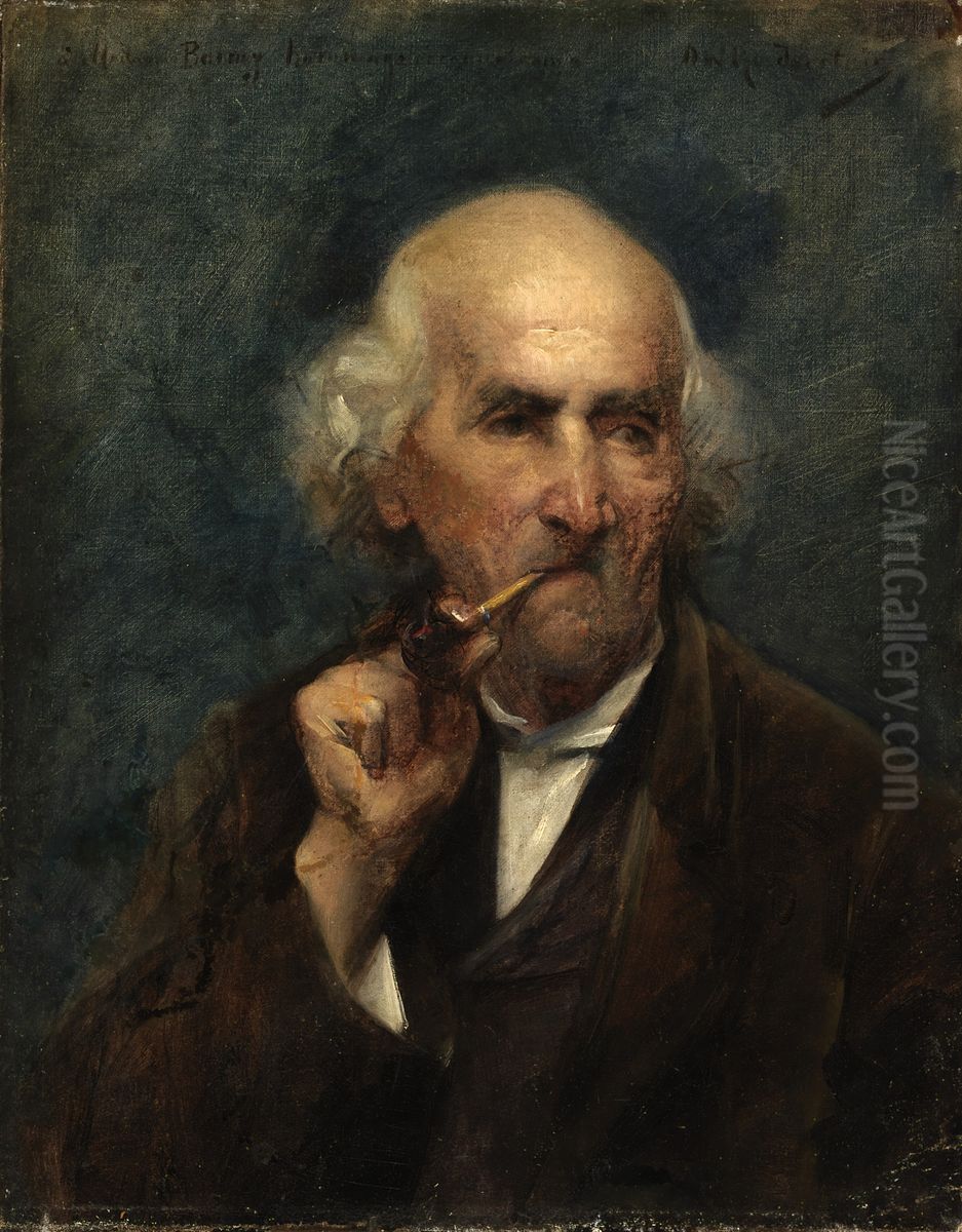 Old Man with Pipe Oil Painting by Ottilie Roederstein