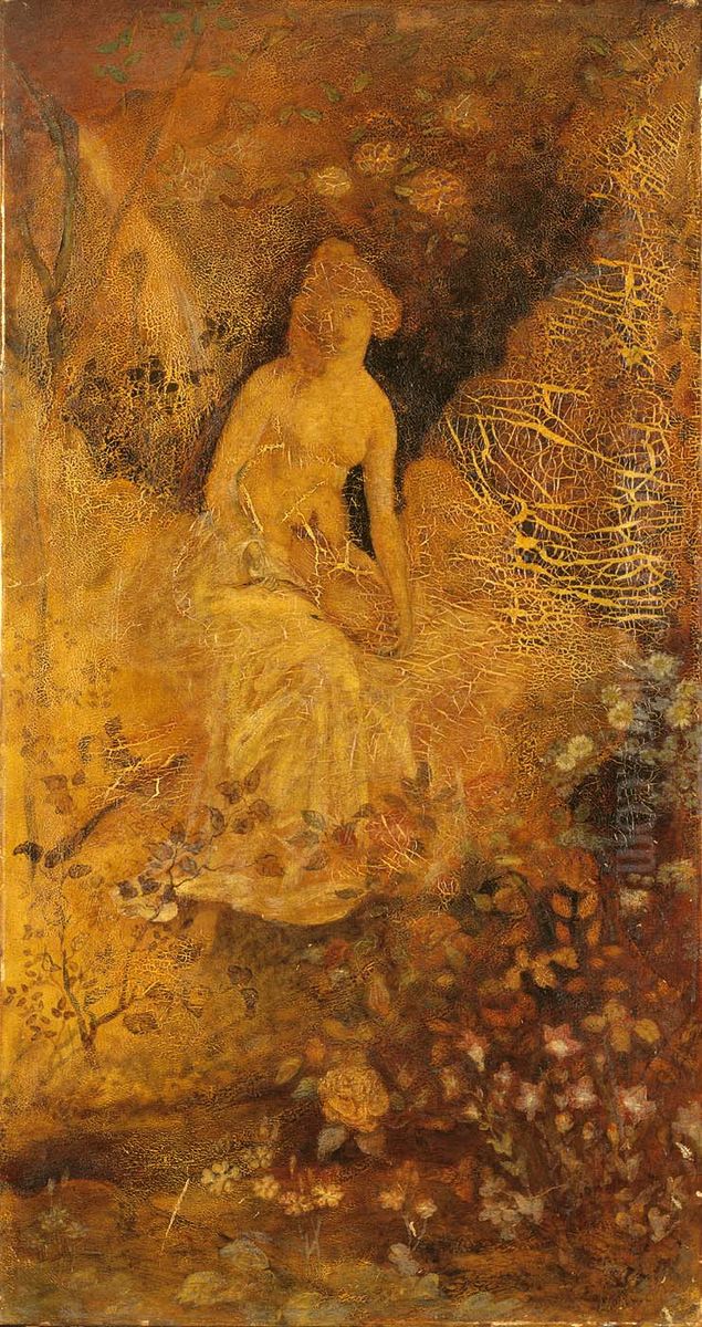 Woman with a Deer Oil Painting by Albert Pinkham Ryder
