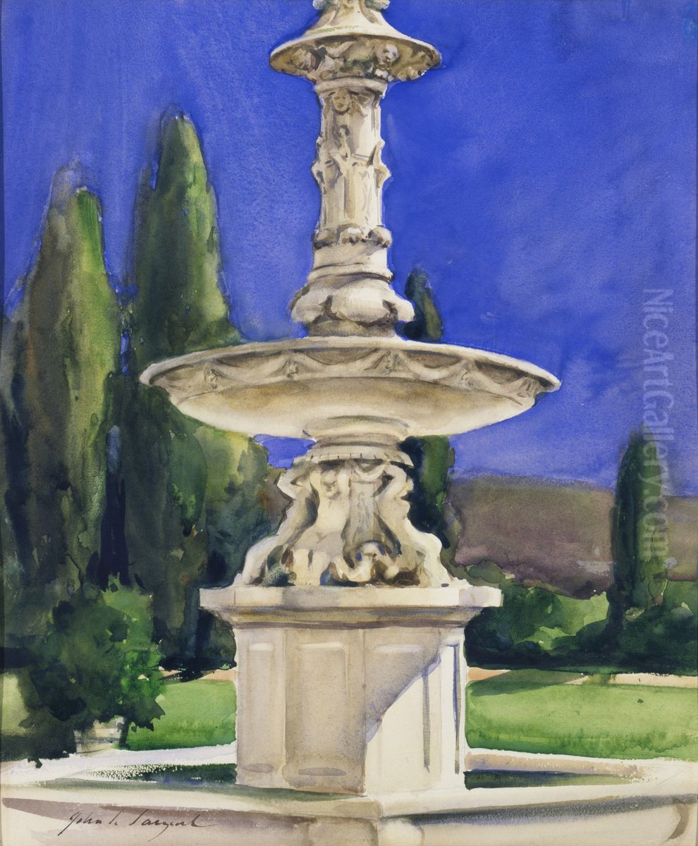 Marble Fountain in Italy Oil Painting by John Singer Sargent