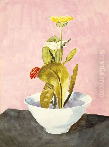 Bowl of Flowers Oil Painting by Morton Livingston Schamberg