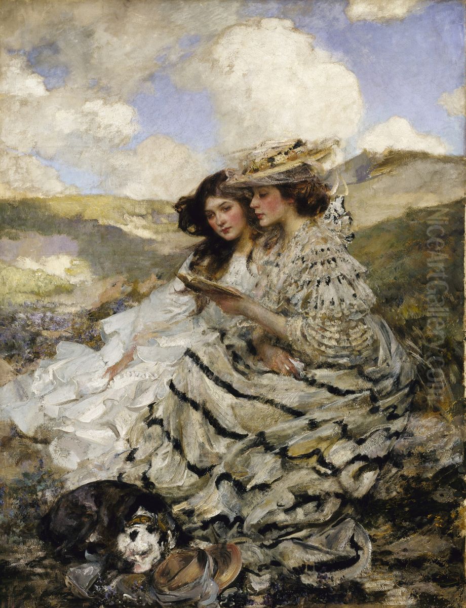 On the Dunes (Lady Shannon and Kitty) Oil Painting by James Jebusa Shannon