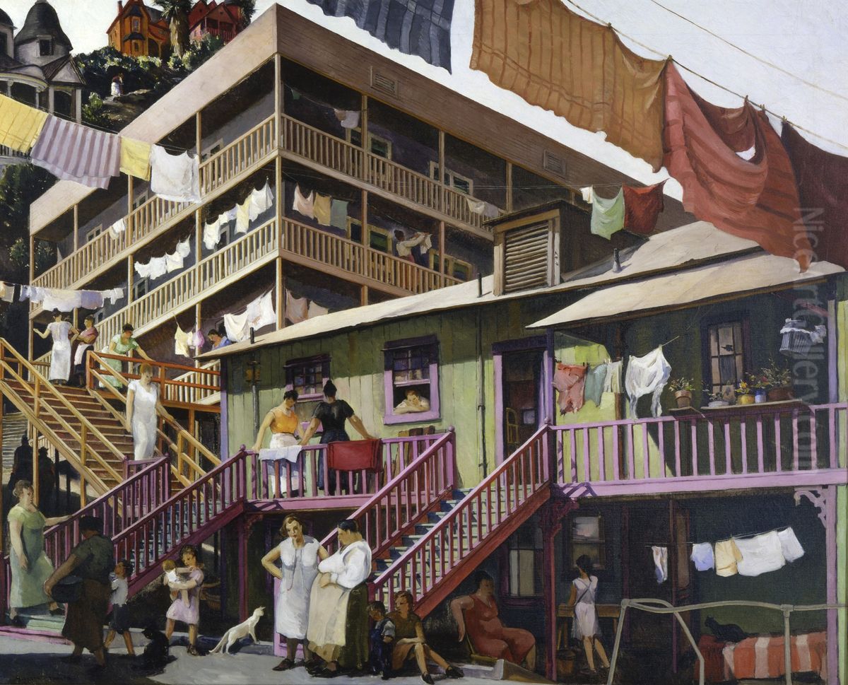 Tenement Flats Oil Painting by Millard Sheets Tenement Flats Oil Painting by Millard Sheets