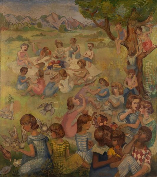 Children at Play and Sport I Oil Painting by Moses Soyer