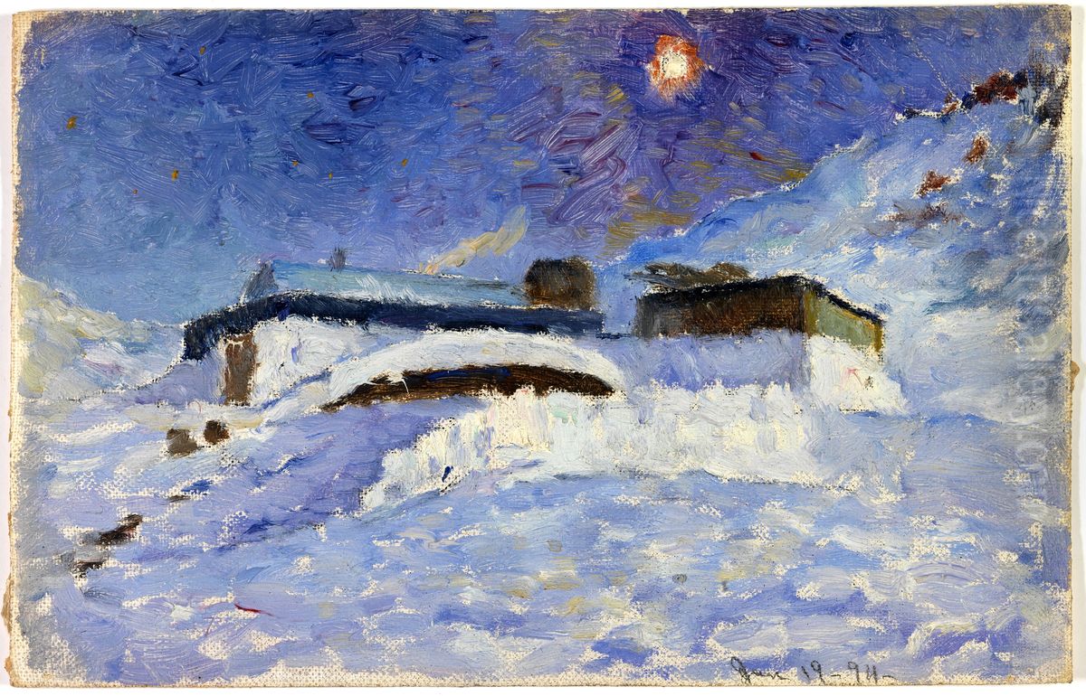 Anniversary Lodge--Jan. 19, 1894, Effect of Moon... Oil Painting by Frank Wilbert Stokes