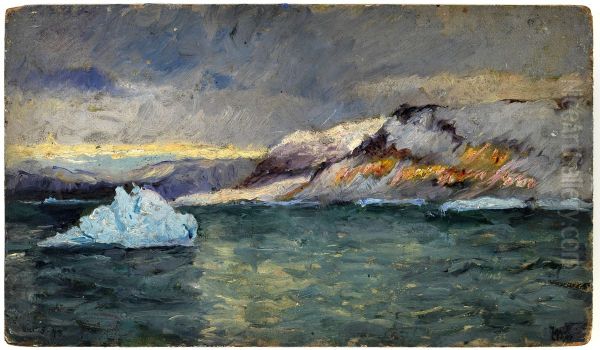 Sunrise Glow on the Cliffs, Bowdoin Bay Oil Painting by unknown