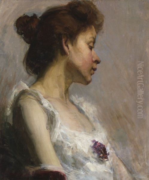 Portrait of the Artist's Wife Oil Painting by Henry Ossawa Tanner