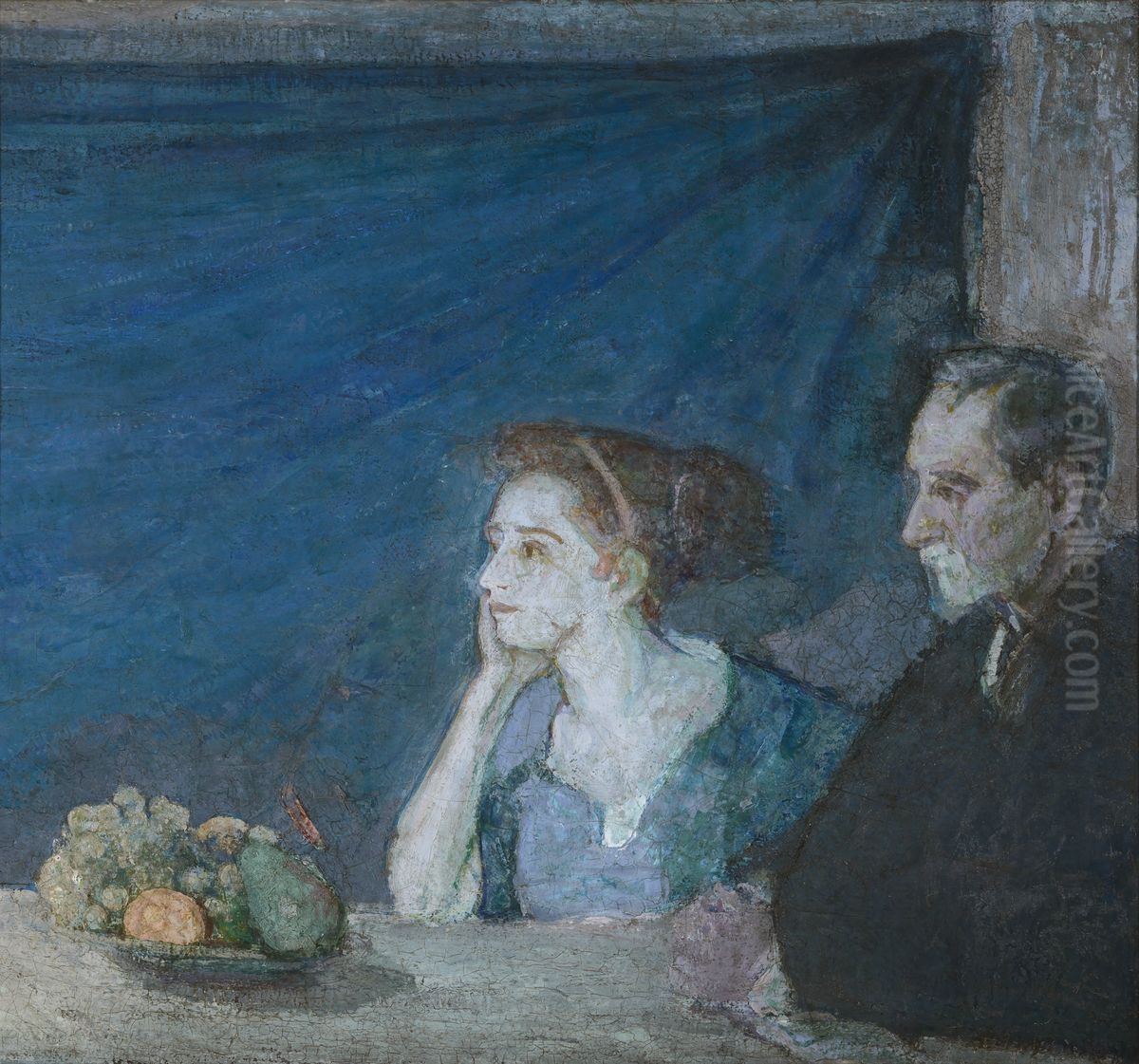 Portrait of Mr. and Mrs. Atherton Curtis with Still Life Oil Painting by Henry Ossawa Tanner