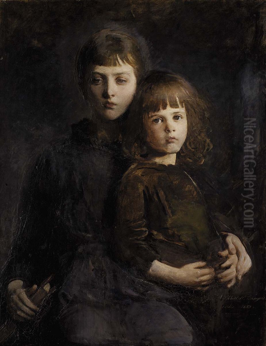 Brother and Sister (Mary and Gerald Thayer) Oil Painting by Abbott Handerson Thayer