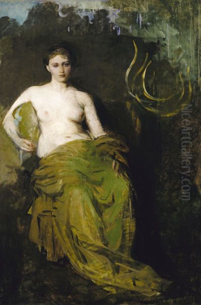 Half Draped Figure Oil Painting by Abbott Handerson Thayer