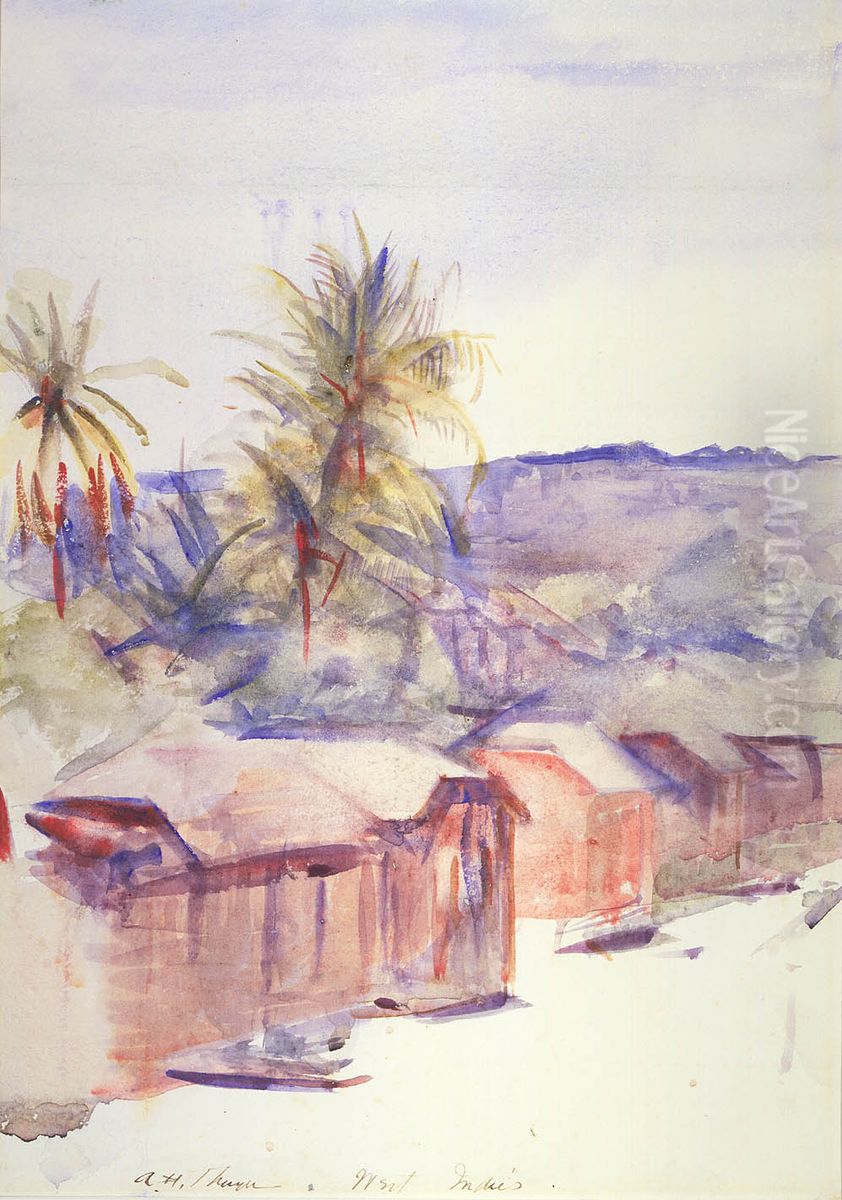 Village Street, Dominica Oil Painting by Abbott Handerson Thayer