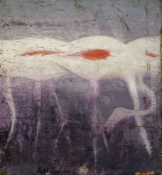 White Flamingoes, study for book Concealing Coloration in the Animal Kingdom Oil Painting by Abbott Handerson Thayer