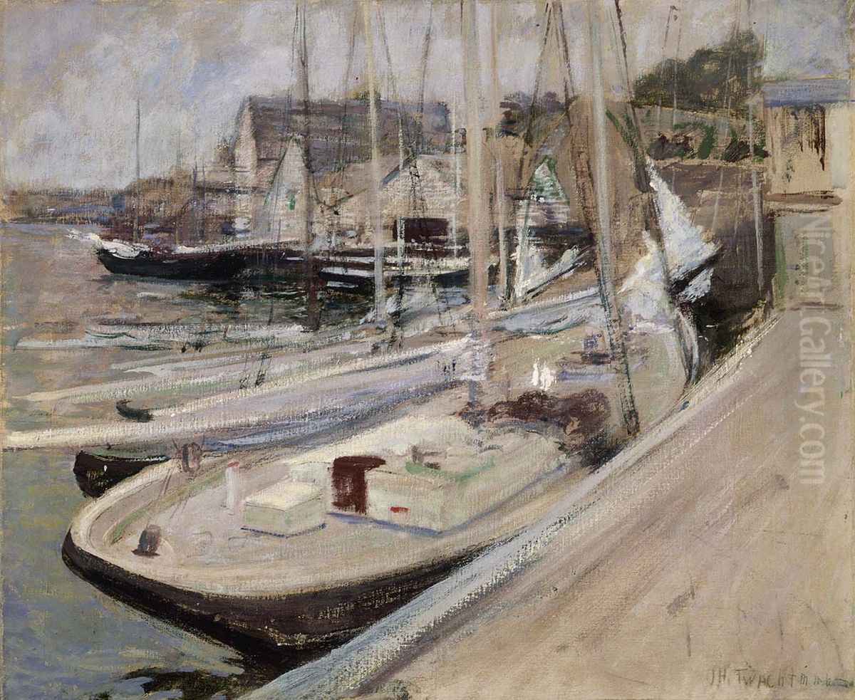 Fishing Boats at Gloucester Oil Painting by John Henry Twachtman