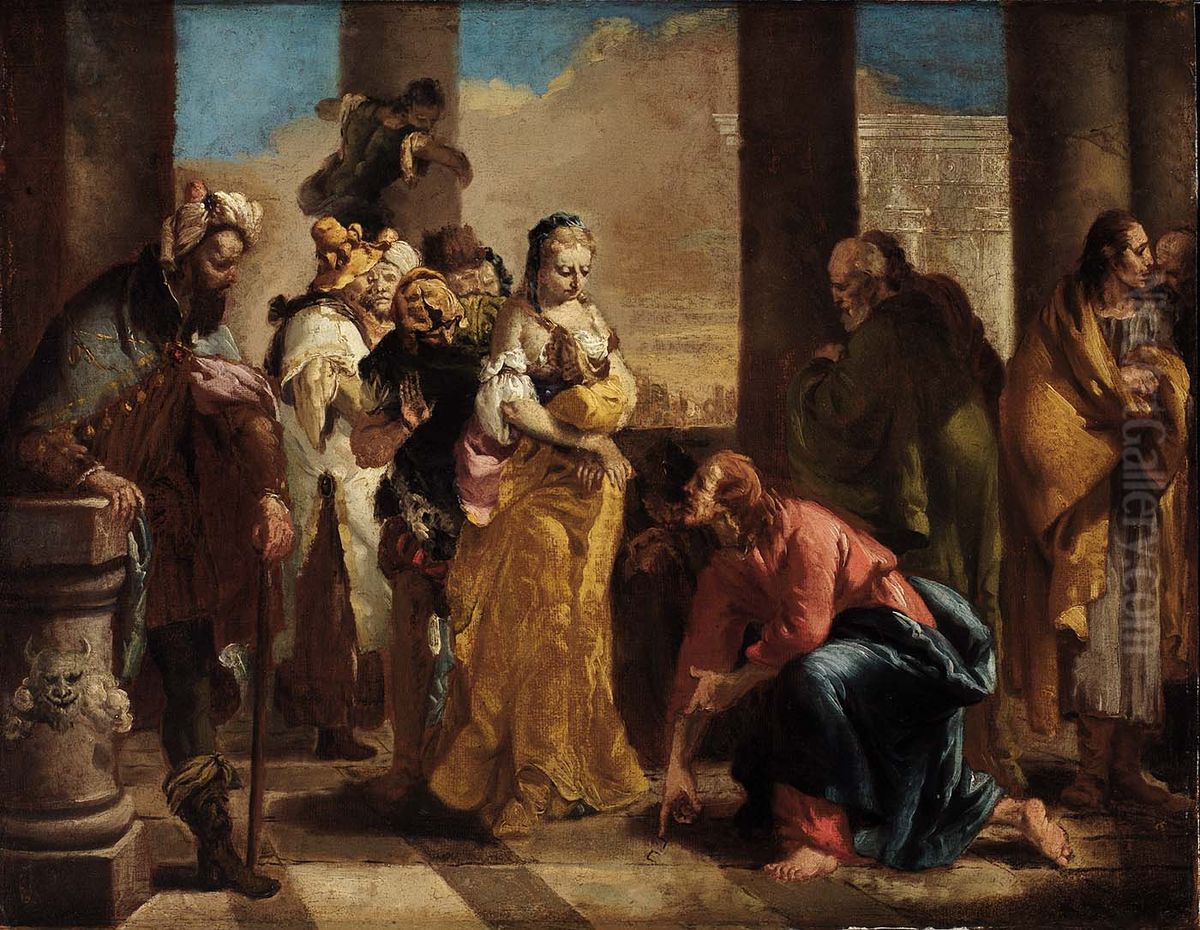 Woman Taken in Adultery Oil Painting by Giovanni Battista Tiepolo Woman Taken in Adultery Oil Painting by Giovanni Battista Tiepolo