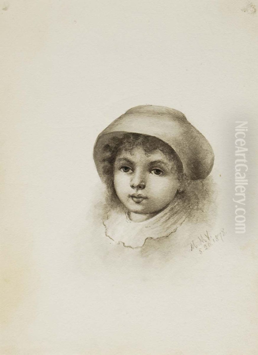 Untitled (Head of a Child with Hat) Oil Painting by Mary Vaux Walcott