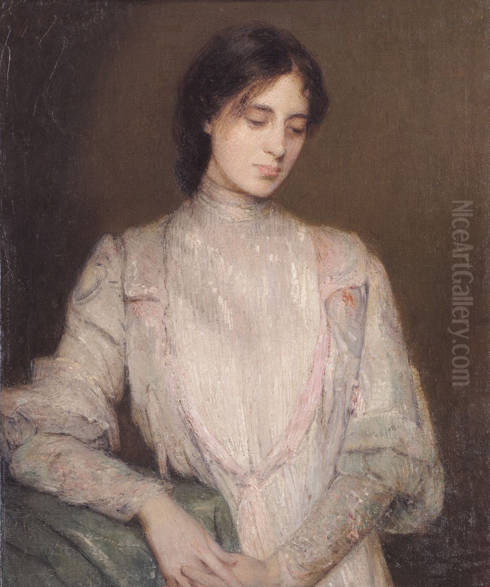 A Gentlewoman Oil Painting by J. Alden Weir