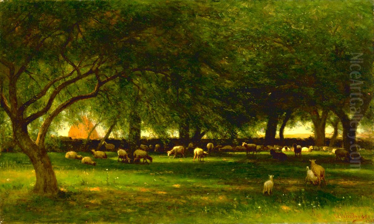 Noon in the Orchard Oil Painting by Worthington Whittredge