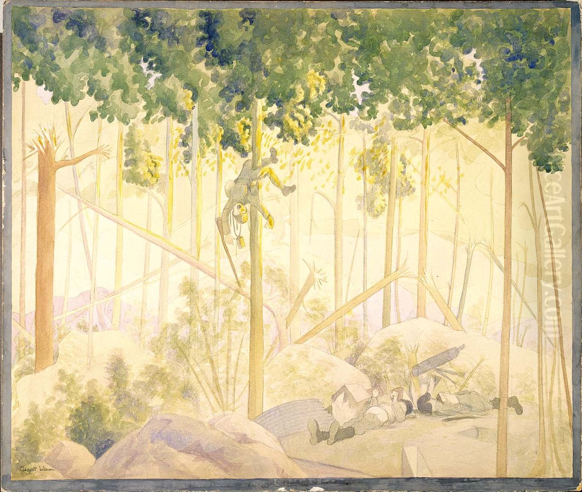 Early June Morning, Bois de Belleau--Sniper Who Had Been Potted During the Night Oil Painting by Claggett Wilson