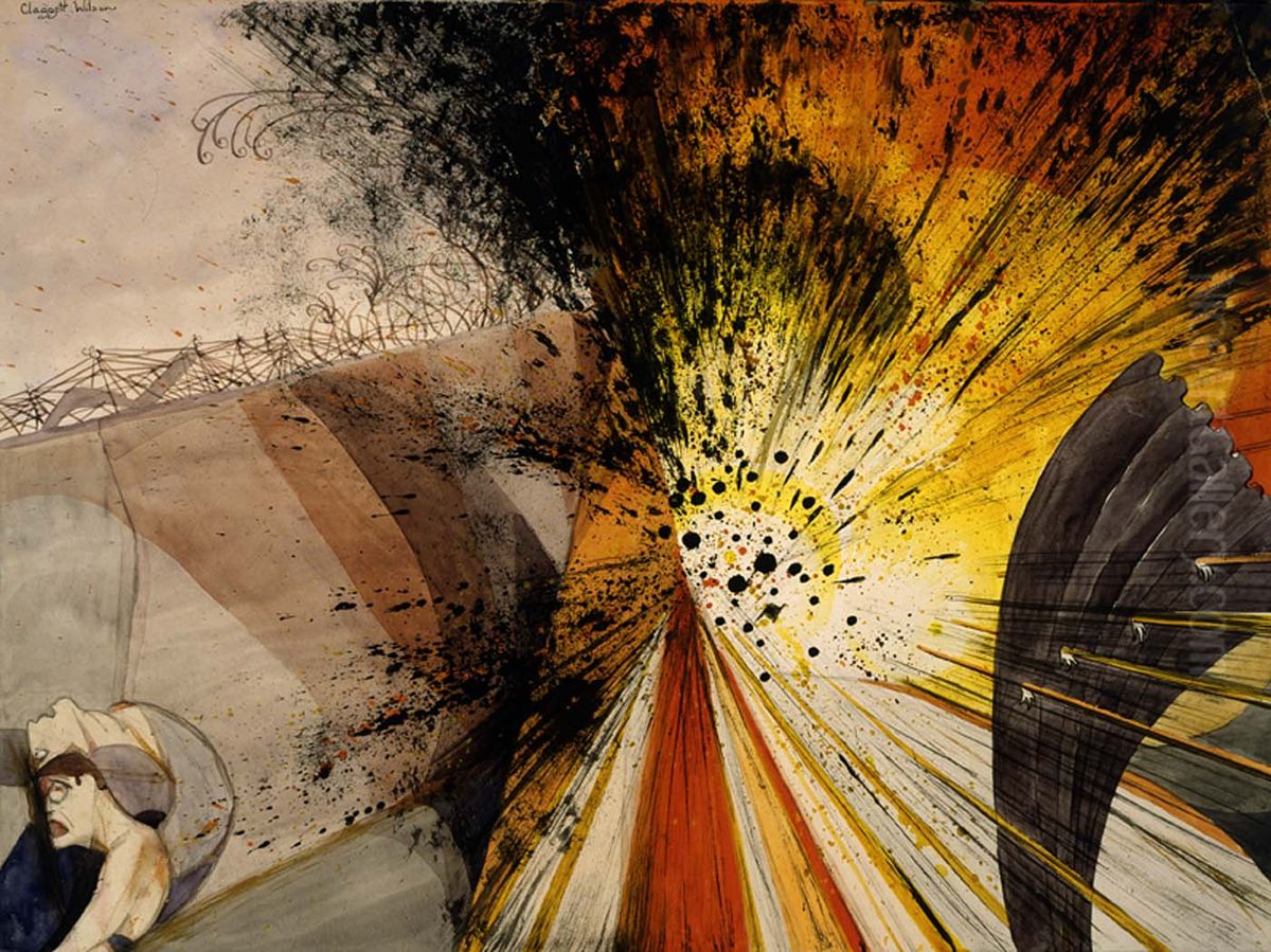Flower of Death--The Bursting of a Heavy Shell--Not as It Looks, but as It Feels and Sounds and Smells Oil Painting by Claggett Wilson