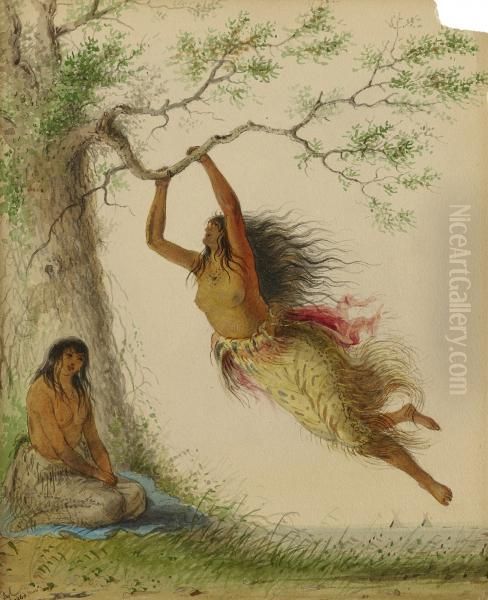 Indian Girls Swinging Oil Painting by Alfred Jacob Miller Indian Girls Swinging Oil Painting by Alfred Jacob Miller