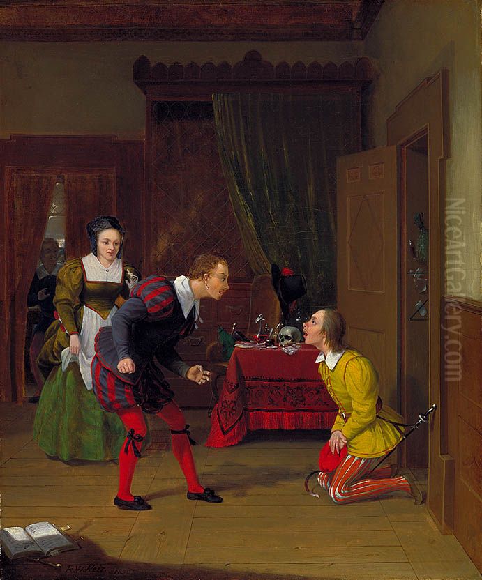 Dr. Caius, Simple and Dame Quickly Oil Painting by Robert Walter Weir