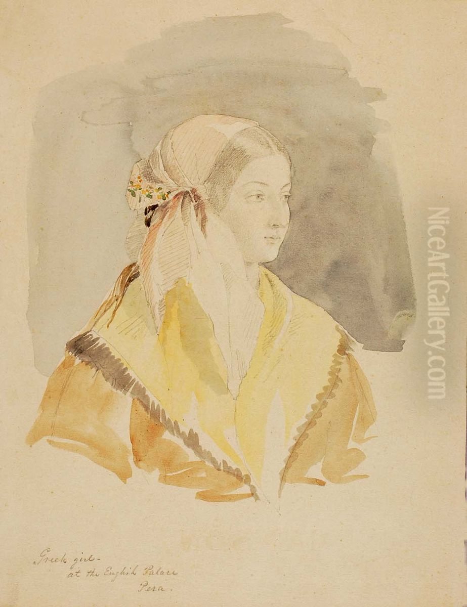 Greek Girl at the English Palace, Pera Oil Painting by Miner Kilbourne Kellogg