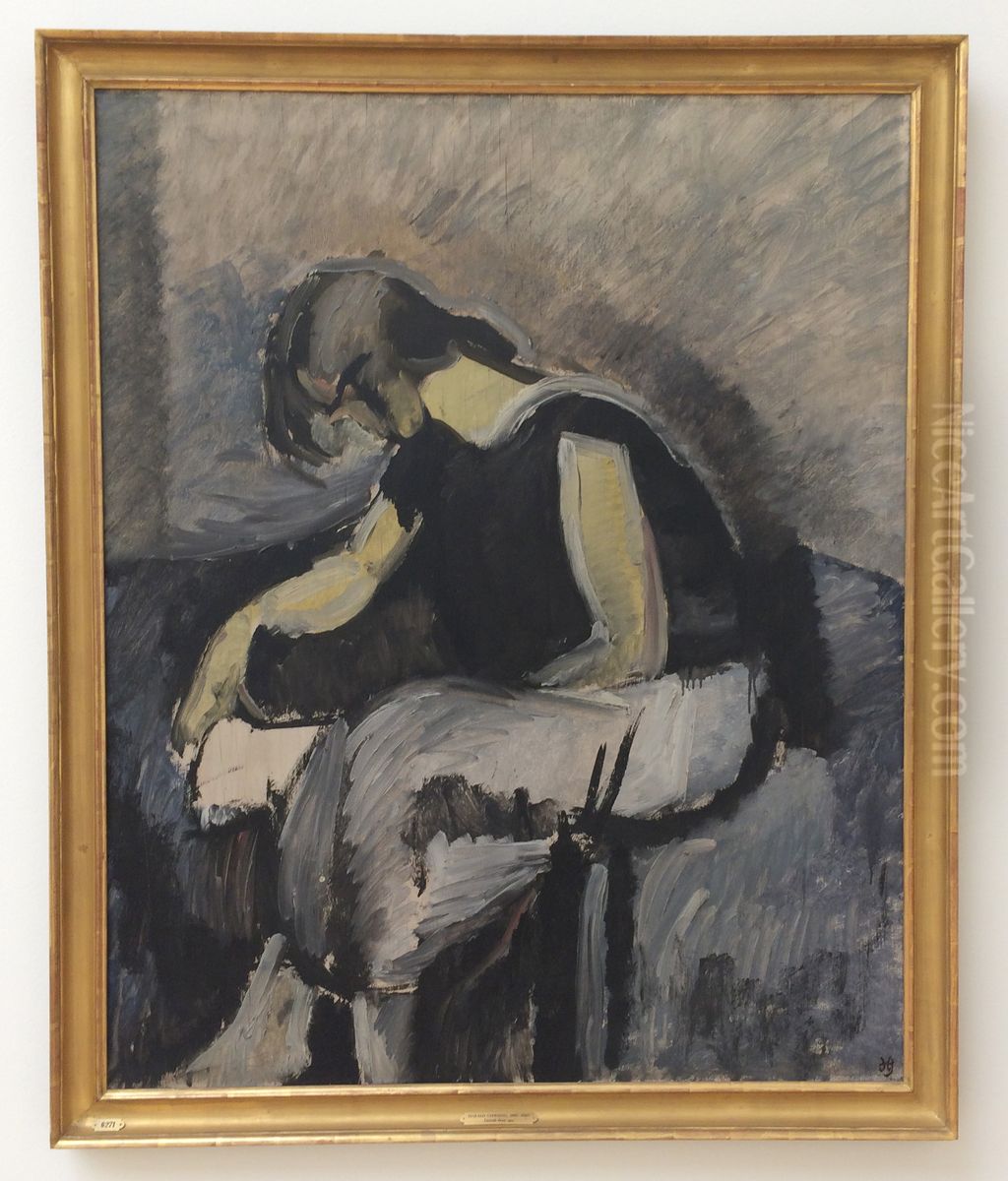Laesende dame Oil Painting by Harald Giersing Laesende dame Oil Painting by Harald Giersing