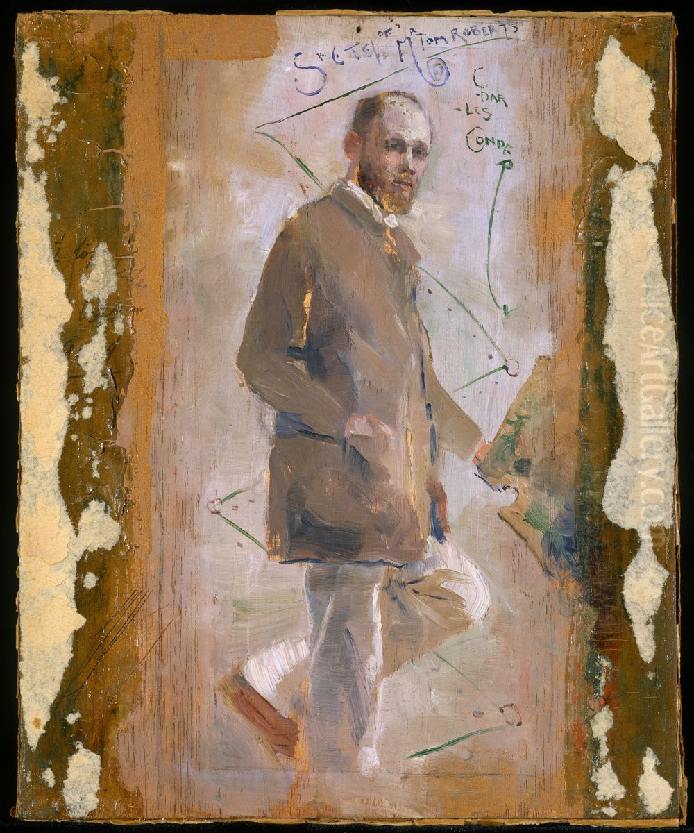An Impressionist (Tom Roberts) Oil Painting by Charles Conder