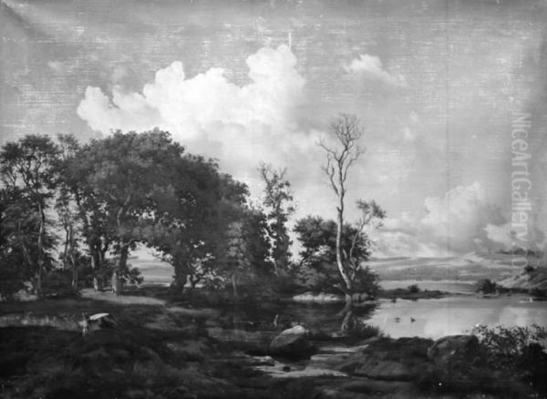 Skovrigt landskab Oil Painting by Heinrich Buntzen