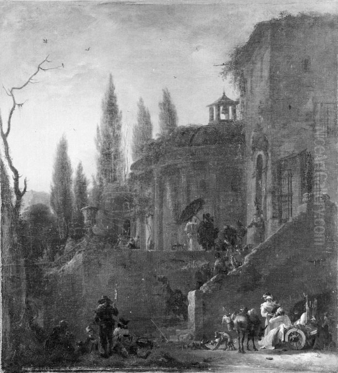 Architecture. Pilgrims Receiving Alms Oil Painting by Willem Schellinks