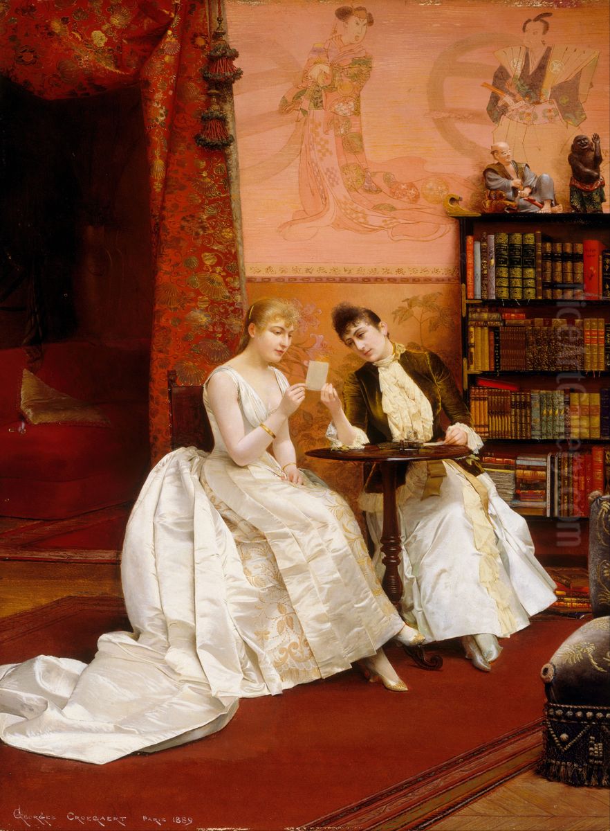 Confidences Oil Painting by Georges Croegaert