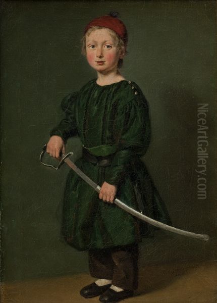 One of the Artist's Sons Oil Painting by Christian Albrecht Jensen