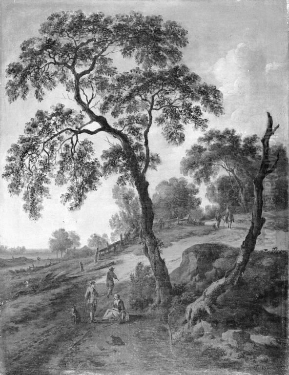 Landscape with People on Foot Oil Painting by Jan Wijnants