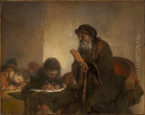 Homer Dictating to Scribes Oil Painting by Arent de Gelder